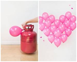 Composition of balloons in the shape of a heart