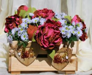 Rustic arrangement for guest tables for a wedding