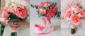 Coral shades in the bride&#39;s bouquet