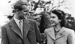 Queen Elizabeth with her husband in her youth