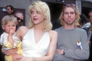 Courtney Love and Kurt Cobain with daughter Frances Bean Cobain