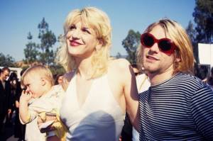 Courtney Love and Kurt Cobain with daughter Frances Bean Cobain