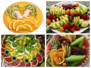 Beautiful decoration of a fruit plate for a holiday table at home