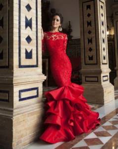 Red dress in flamenco style