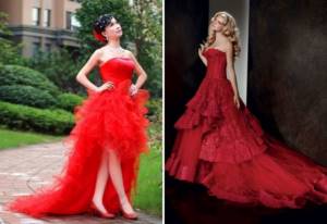 red wedding dress with train