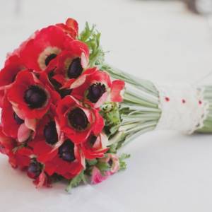 red flowers in bouquets