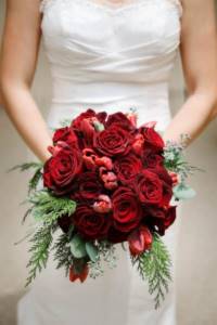 Red roses in a bouquet