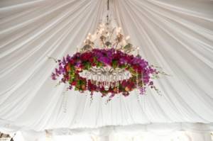 Round lampshade with flowers