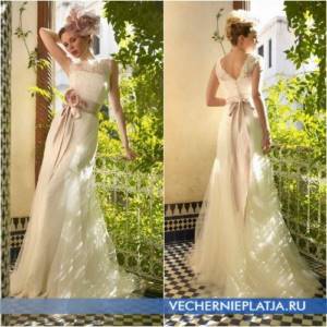 Empire lace wedding dress for thin and slender