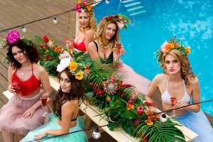 summer bachelorette party by the pool