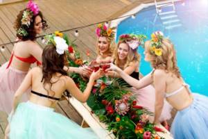 summer bachelorette party by the pool