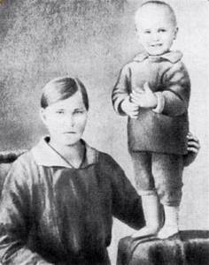 Little Vasya with his mother