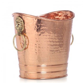 Copper champagne bucket with handles - lions hummer
