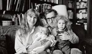 Mia Farrow and Woody Allen with children