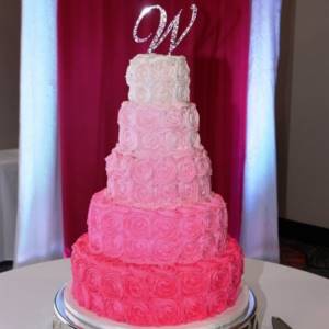 multi-tiered cream cake for wedding