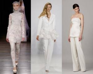 Модные свадебные платья тенденции 2021: костюмы с брюками