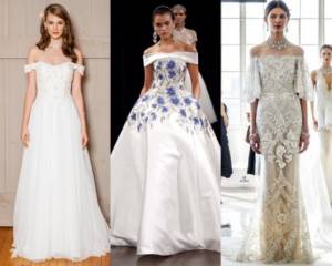Fashionable wedding dress trends 2021: open shoulders