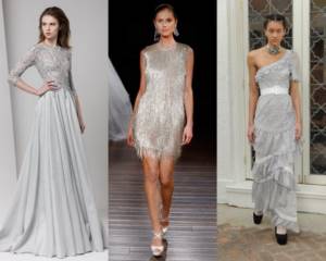 Модные свадебные платья тенденции 2021: серебристый металлик
