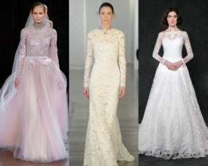 Модные свадебные платья тенденции 2021: закрытое декольте