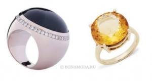 Модные женские кольца 2021 - золотые кольца с крупными круглыми камнями
