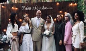 Newlyweds Potapov and Kamensky with guests
