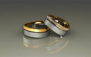 Unusual wedding rings with cubic zirconia