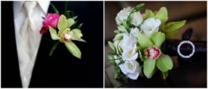 Нежная орхидея и роза для свадебной бутоньерки