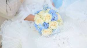 Soft blue bridal bouquet