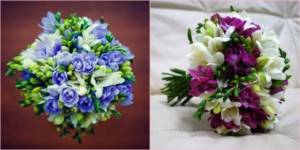 Delicate mono-bouquets with freesia