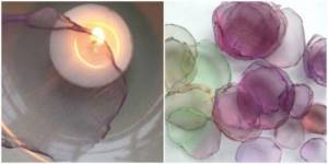 Processing the edges of flower petal blanks over a candle