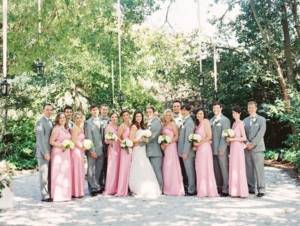 Images of guests for a gray-pink wedding