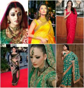 Images of brides in festive saris