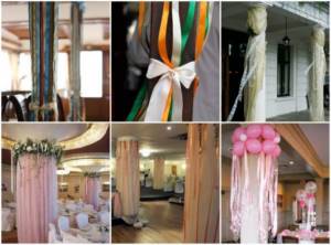 Decoration of columns with satin ribbons