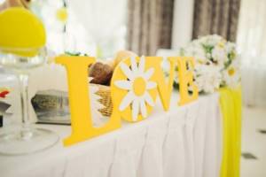 Wedding decoration in chamomile style