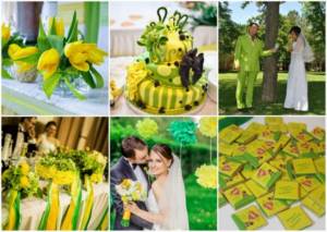 Wedding decoration in yellow-green colors