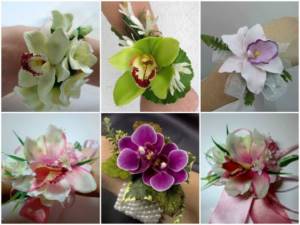 Orchids in bouquets for the witness&#39;s hand