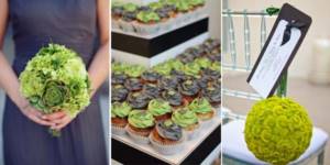 wedding cakes in gray-green color