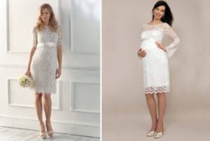 Dress for painting in the registry office without a celebration, wedding, evening, for pregnant women. Photo 