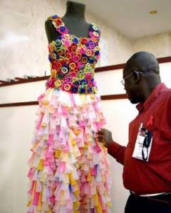 Dress made from condoms