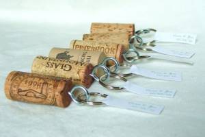 You can create a gift right at the wedding by making a unique keychain out of a wine cork