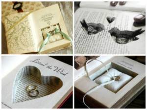 Ring stand for newlyweds in the shape of a book