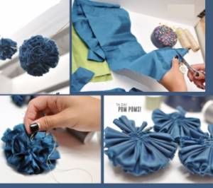 Do-it-yourself fabric pompoms for a wedding