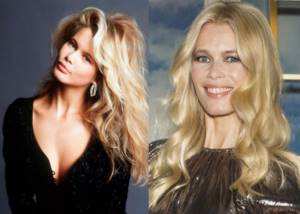 Popular German top model and actress Claudia Schiffer in her youth 25-30 years ago and now photo