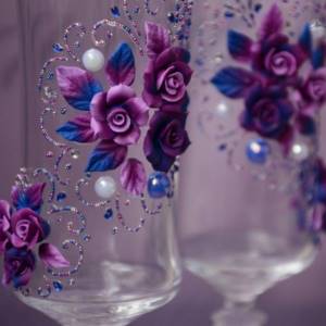 посуда для свадьбы в синем цвете