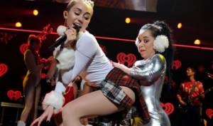 Growing up, Miley Cyrus chose a shocking image
