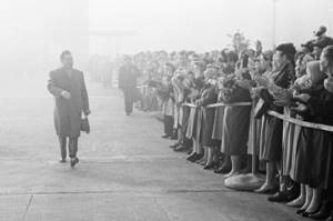 Chairman of the Presidium of the Supreme Soviet of the USSR Leonid Brezhnev during his departure to Afghanistan at Vnukovo airport. 1963 