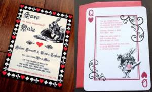 Alice in Wonderland themed wedding invitations