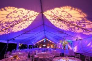 Projection of inscriptions for wedding decoration