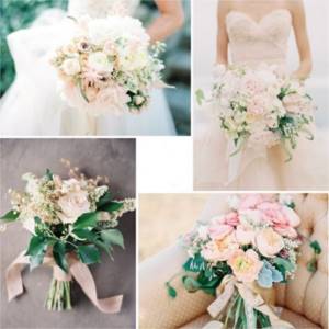 variety of powder wedding bouquets