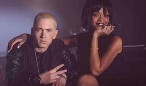 Rihanna and Eminem on the set of the video “The monster”